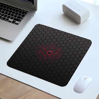 7x8.6 Inch Rubber Non-Slip Mouse Pad, Mini Soft Oblong Geometric Gaming Design Office Desk Accessory with Hexagonal Pattern