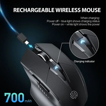 INPHIC F1 2.4G Wireless Mouse 500mAh Ergonomic Rechargeable Power Display Office Home Silent Laptop Desktop Computer Universal