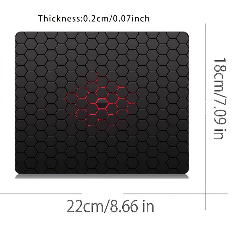 7x8.6 Inch Rubber Non-Slip Mouse Pad, Mini Soft Oblong Geometric Gaming Design Office Desk Accessory with Hexagonal Pattern