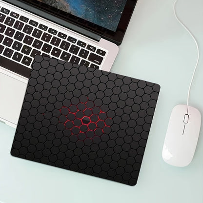 7x8.6 Inch Rubber Non-Slip Mouse Pad, Mini Soft Oblong Geometric Gaming Design Office Desk Accessory with Hexagonal Pattern