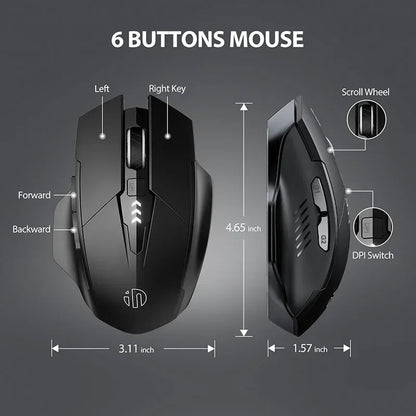 INPHIC F1 2.4G Wireless Mouse 500mAh Ergonomic Rechargeable Power Display Office Home Silent Laptop Desktop Computer Universal